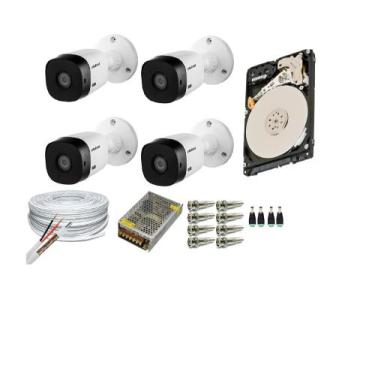 Imagem de Kit 4 Câmeras Segurança VHC 1120B HD 720 bullet Intelbras + cabos cone
