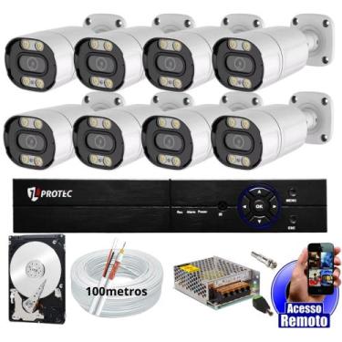 Imagem de kit Cftv 8 Câmeras De Segurança Colorida Dia Noite Full Color 1080p Dv