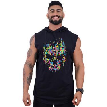 Imagem de Regata Longline com Touca Masculina MXD Conceito Caveira Abstrata, Pre