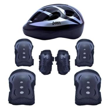 Imagem de Kit Proteção Infantil Para Patins Bike Skate Completo Com 7 Peças Pret