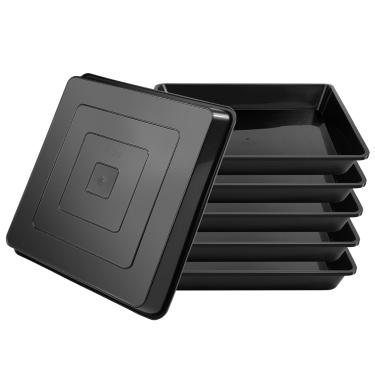 Imagem de TAQIXI Pacote com 6 pires quadrados para plantas, 30,5 cm, preto, durável, grosso, para vaso de flores, bandeja de plástico para pegar água para ambientes internos e externos