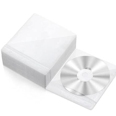 Imagem de Harloon Pacote com 100 capas de DVD, refil de dupla face, capa de armazenamento de plástico para fichários de armazenamento em branco, capas de suporte de disco transparente para substituição de