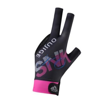 Imagem de Dynwave Luva de bilhar de 3 dedos Luva de taco de sinuca para mulheres Homens Luva de taco de sinuca Resistente ao desgaste Respirável Ajustável Luva elástica, Preto Rosa