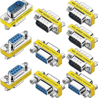 Imagem de Warmstor Pacote com 10 cabos seriais 9 pinos RS232 DB9 macho para macho/fêmea para fêmea mini conector de acoplador adaptador de troca de gênero