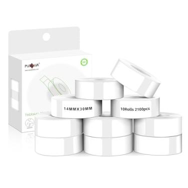 Imagem de PARLAIM Fita de etiqueta branca 1,4 cm x 3 cm 10 rolos 2100 adesivos térmicos compatíveis com impressora D30 para pasta de arquivos de escritório em casa escolar
