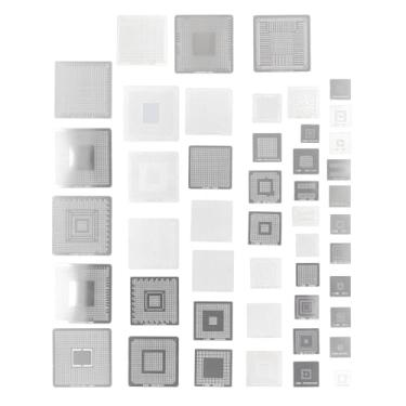 Imagem de Conjunto de 47 Unidades de Em Aço Inoxidável BGA Rede de Estêncil de Rede de Reballing Universal, Estrutura Estável Com Bom Desempenho Adequada para Ampla Gama de
