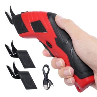 Imagem de Tesoura sem fio com 3 peças de lâminas substituíveis, tesouras elétricas com bateria de íon de lítio recarregável de 4,2 V 2000 mAh para tecido de couro, carpete, hastes de plantas, placa de plástico