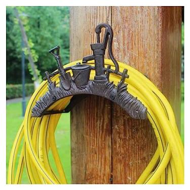 Imagem de Suporte de mangueira de água resistente, suporte de mangueira de jardim, organizador de mangueira de tubo de água, suporte de mangueira de metal montado na parede, suporte de mangueira anticorrosivo,