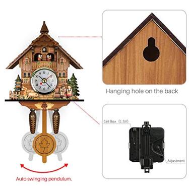 Imagem de RELÓGIO DE PAREDE DE MADEIRA ANTIGO CUCKOO BIRDHOUSE AUTO SWING SINO PÊNDULO DECORAÇÃO DE CASA ESTILO EUROPEU TRADICIONAL (CM010)