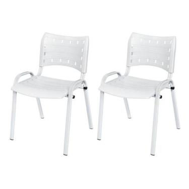 Imagem de Cadeira Iso Base Branco Igreja, Escola, Escritório - Branco - Kit 2 Pe