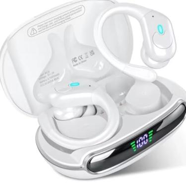 Imagem de Fone de Ouvido Bluetooth Sem Fio, 60h de Reprodução, Cancelamento de Ruído, Display LED, Branco