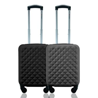 Imagem de Conjunto de 2 Malas de Bordo Rígidas ABS, Tamanho PP, Infantil, Compatível ANAC, com Cadeado e Rodas 360°, de 8kg, D1PPC2 (Preto/Cinza)