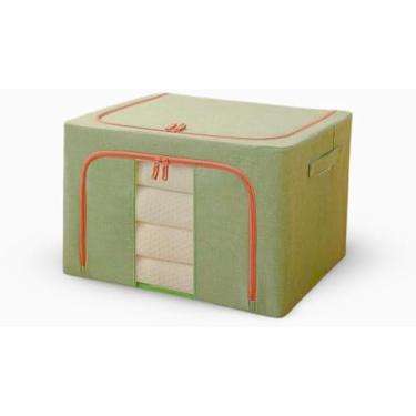 Imagem de Caixa Organizadora de Roupas Dobrável Multiuso com Tampa – Empilhável, Resistente e Versátil (Verde)