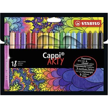Imagem de Caneta de ponta de feltro – STABILO Cappi ARTY – Carteira com 18 – Cores sortidas + 2 anéis