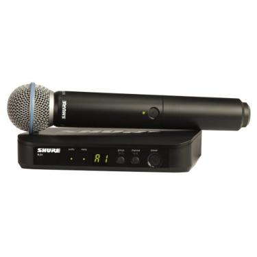Imagem de Shure Sistema de microfone sem fio BLX24/B58 UHF – perfeito para igreja, karaokê, vocais – vida útil da bateria de 14 horas, alcance de 91 metros | Inclui microfone vocal portátil BETA 58A, receptor