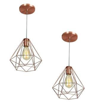 Imagem de Pendentes Luminárias de Teto Modelo Diamante Gold Rose Kit 2