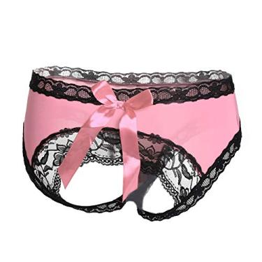 Imagem de Calcinhas sexy de renda para mulheres, calcinha de laço, lingerie hipster meia-noite, Pink-l, Large