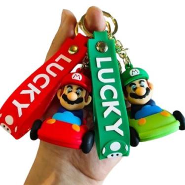 Imagem de Kit Chaveiro Super Mario & Luigi Kart Personagem Chave Carro Bolsa Pre