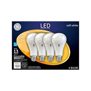 Imagem de Lâmpadas de uso geral GE Soft White 100W substituição LED A19 (pacote com 4)