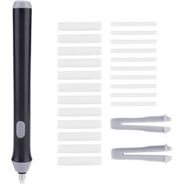 Imagem de Borrachas elétricas, borracha operada por bateria, caneta de plástico portátil automática com 22 refis de borracha substituíveis adicionais para desenho técnico de grafite, arte, esboço (preto)