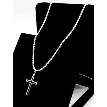 Imagem de Cordão Baiano Prata 925 Corrente Pingente Cruz Crucifixo - DR Joias