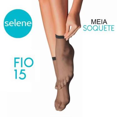 Imagem de Meia Soquete Feminina Fio 15 - SELENE, Preto, U