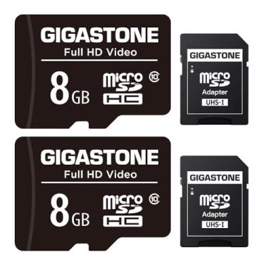 Imagem de Gigastone Pacote com 2 cartões micro SD de 8 GB, vídeo FHD, câmera de vigilância, câmera de ação, drone profissional, 80 MB/s Micro SDXC UHS-I U1 Classe 10