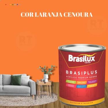 Imagem de Tinta de Parede  Semi Brilho Laranja 800ml Brasiplus Acrilica Lavável.