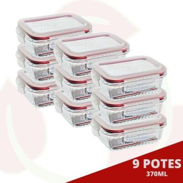 Imagem de Pote Papinha Vidro Trava Tampa 370ML Cor Sortida Lancheira 9Pçs - Belo