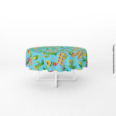 Imagem de Toalha de mesa redonda elementos de festa junina verde - PRESENTE-BRIN