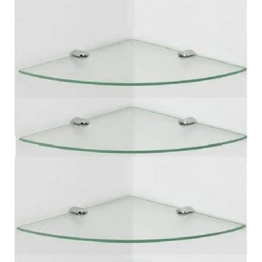 Imagem de Prateleira De Canto Em Vidro Temperado 25 cm Kit Com 3 Unidades - Sonh
