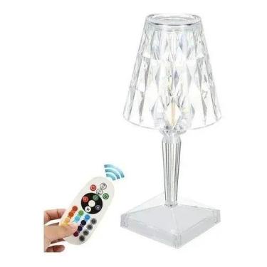 Imagem de Lâmpada Luminária De Mesa Acrílico Luz Rgb Com Controle Usb - Luminári