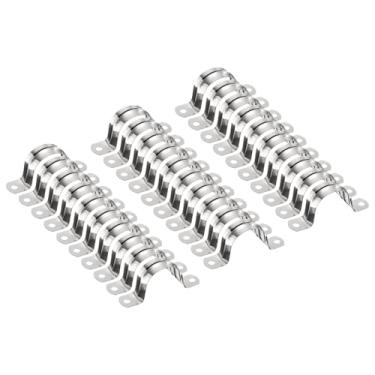Imagem de HARFINGTON 30 braçadeiras de conduíte de 35 mm de 1 3/20.3 cm, braçadeira de tubo M35 U, correia rígida de aço inoxidável, suporte em forma de U com dois furos para fixação de fio de mangueira de tubo