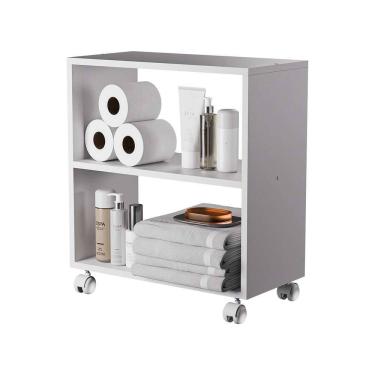 Imagem de Gabinete Organizador para Banheiro com Rodinhas 50cm Branco