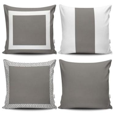 Imagem de Kit 4 Capas de Almofadas Decorativas Estampadas - Geométrico Cinza - V