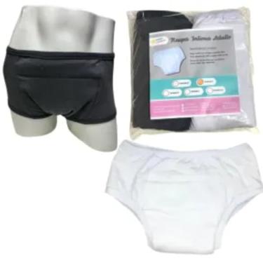 Imagem de Roupa Intima Unissex Tecido Algodão Geriátrica com Absorvente Para Incontinencia Urinária Segura Escapes Xixi kit 2unds Banco Chumbo (GG)
