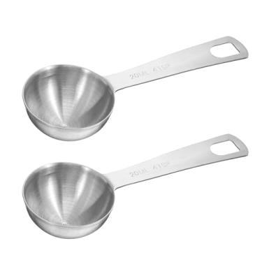 Imagem de 2 colheres de medição colher de sopa de medição 1,33 colheres de sopa (4 colheres de chá | 20 ml | 20 cc) Mini colheres de medição de aço inoxidável para cozinha cozinhar colher de café (prata)