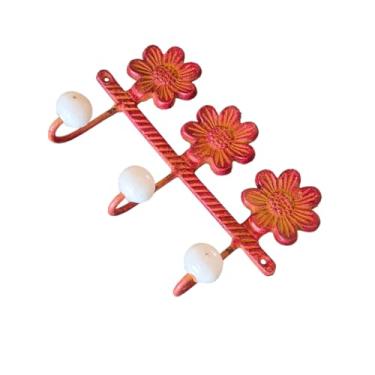 Imagem de Cabide Artesanal Indiano Princesa em Ferro e Louça Branca