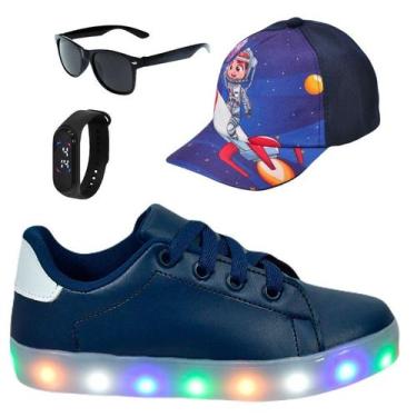 Imagem de Tênis Infantil Masculino De Led Casual Confortável Estiloso Básico Cad