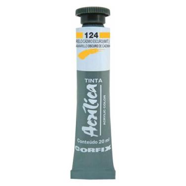 Imagem de Tinta Acrílica Corfix 20ml G1 - 80020, 124 AMARELO CADMIO ESCURO