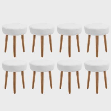 Imagem de Kit 08 Banqueta Alta Julia Industrial 55cm Pé Palito Rústico Sintético Branco - Ahz Móveis