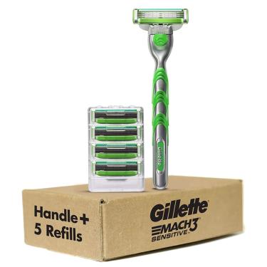 Imagem de Gillette Mach3 Alça de navalha masculina sensível + 5 recargas