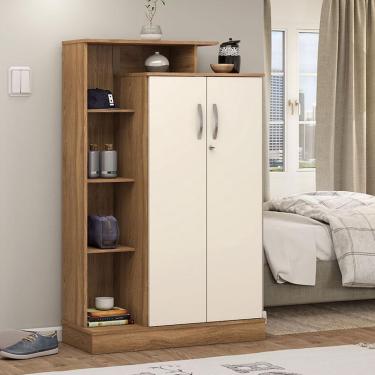 Imagem de Armário Multiuso 2 Portas com Chave Ambiente Elite Amêndola Touch Off White – Demóbile