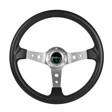 Imagem de RASTP Universal Drifting Deep Dish Racing Volante 13,8"/350 mm 6 Bolts Grip Poliuretano Espuma Material e Alumínio com Botão de Chifre para Carro - Cinza