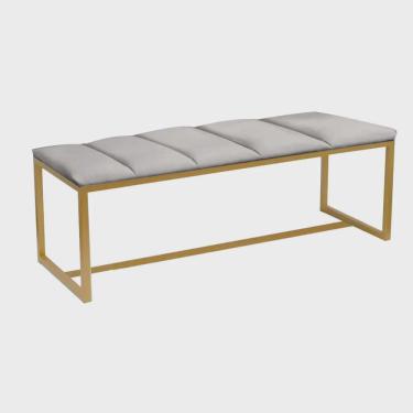 Imagem de Calçadeira Industrial Carla 140cm Casal Quarto Box Cama Ferro Dourado Suede Cinza Claro - Ahz Móveis