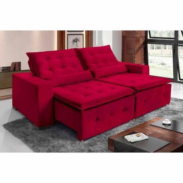 Imagem de Sofá Spazzio 5 Lugares 2,50cm Retrátil E Reclinável - De Casa Décor E Estofados Vermelho