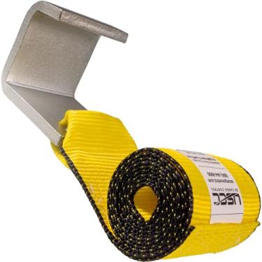 Imagem de Alça de guincho com gancho plano e pontas costuradas, 1,5 m de comprimento, alça de guincho de reboque durável com gancho plano e acessórios de extremidade costurados para fácil fixação, amarela