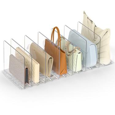 Imagem de SortNStore Organizador de bolsa e bolsa para armário: pacote com 2 prateleiras de armazenamento transparentes ajustáveis - divisórias de embreagem de plástico para organizadores de armário e