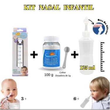 Imagem de Kit Lavagem Nasal Infantil Seringa+Sal+Dispositivo 125ml - Ecommerce F