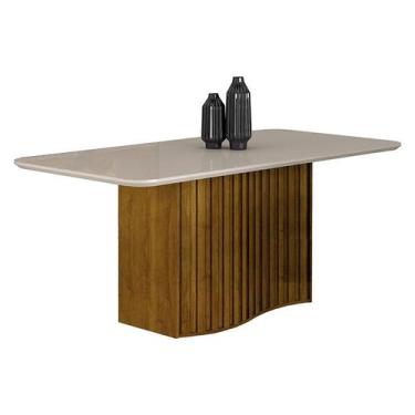Imagem de Mesa de Jantar Siena 180x90 com Vidro Freijó Off White  Leifer Móveis